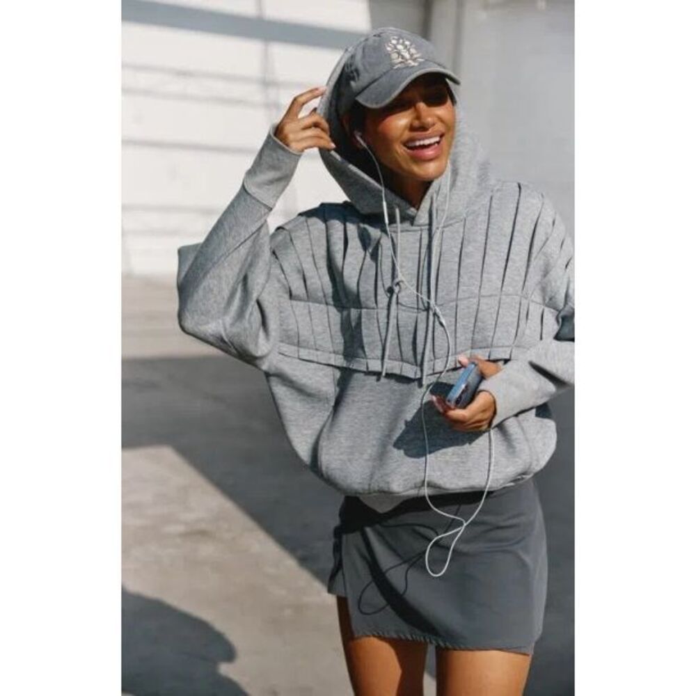 Free People FP Movement Pick It Up Pleat Detail Hoodie Size L